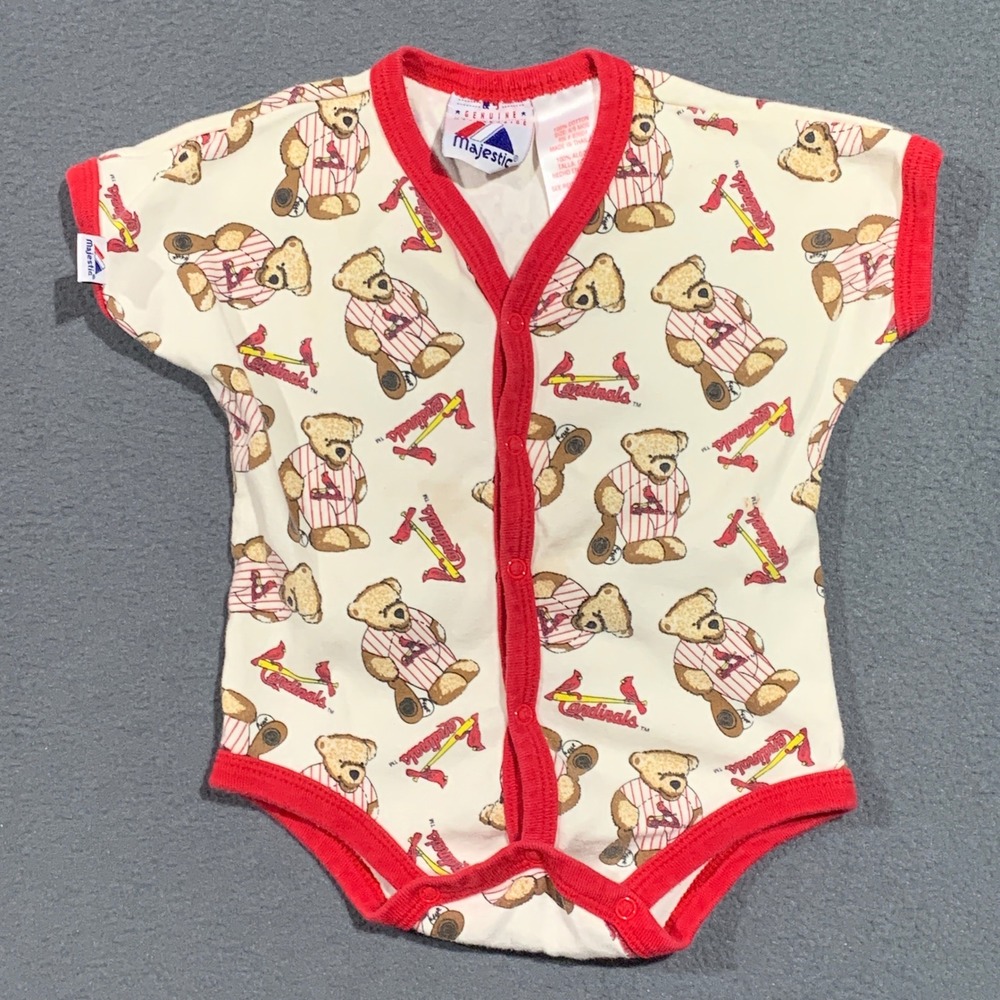 Majestic Baby 6 9 Months St Louis Cardinals Bear Print Bodysuit Onesie Red Trim